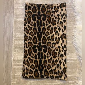 Leopard print midi stretch pencil skirt
